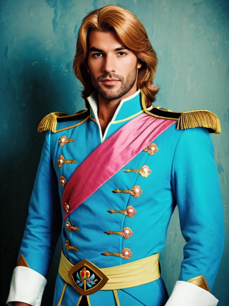 Man in Prince Adam Costume Editorial Waist-Up Portrait
