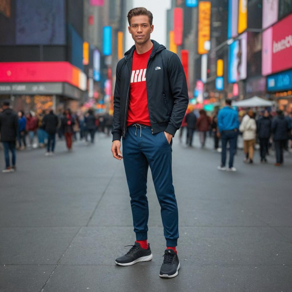 Confident Man in Times Square