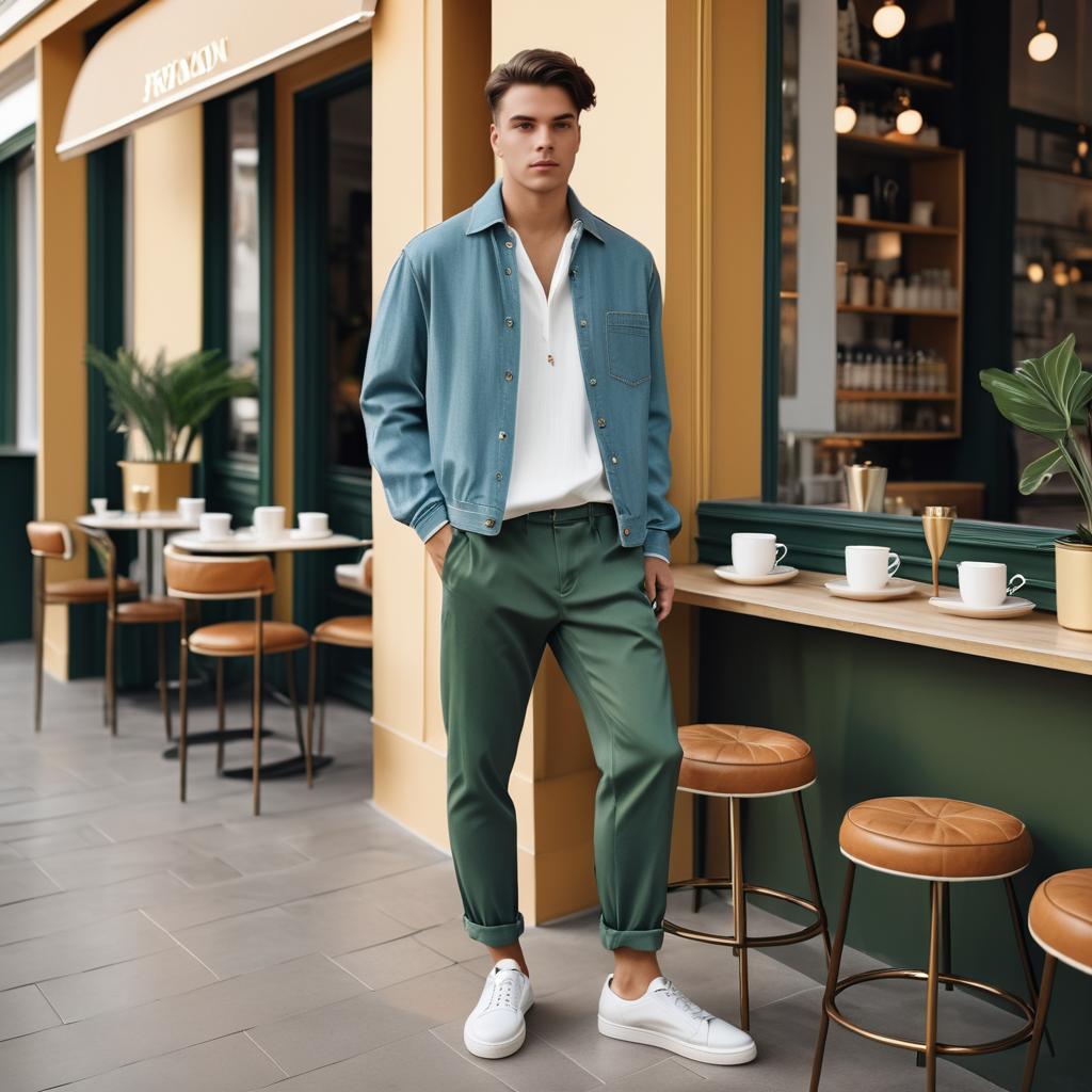 Stylish Young Man in Modern Café