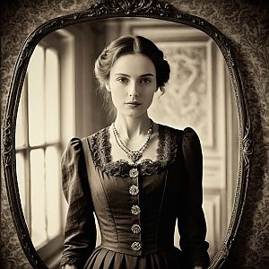 Young Woman in Vintage Victorian Gown