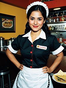 Mexican Waitress Costume Woman in Traditional Diner Outfit