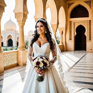 Radiant Bride in Elegant Wedding Gown