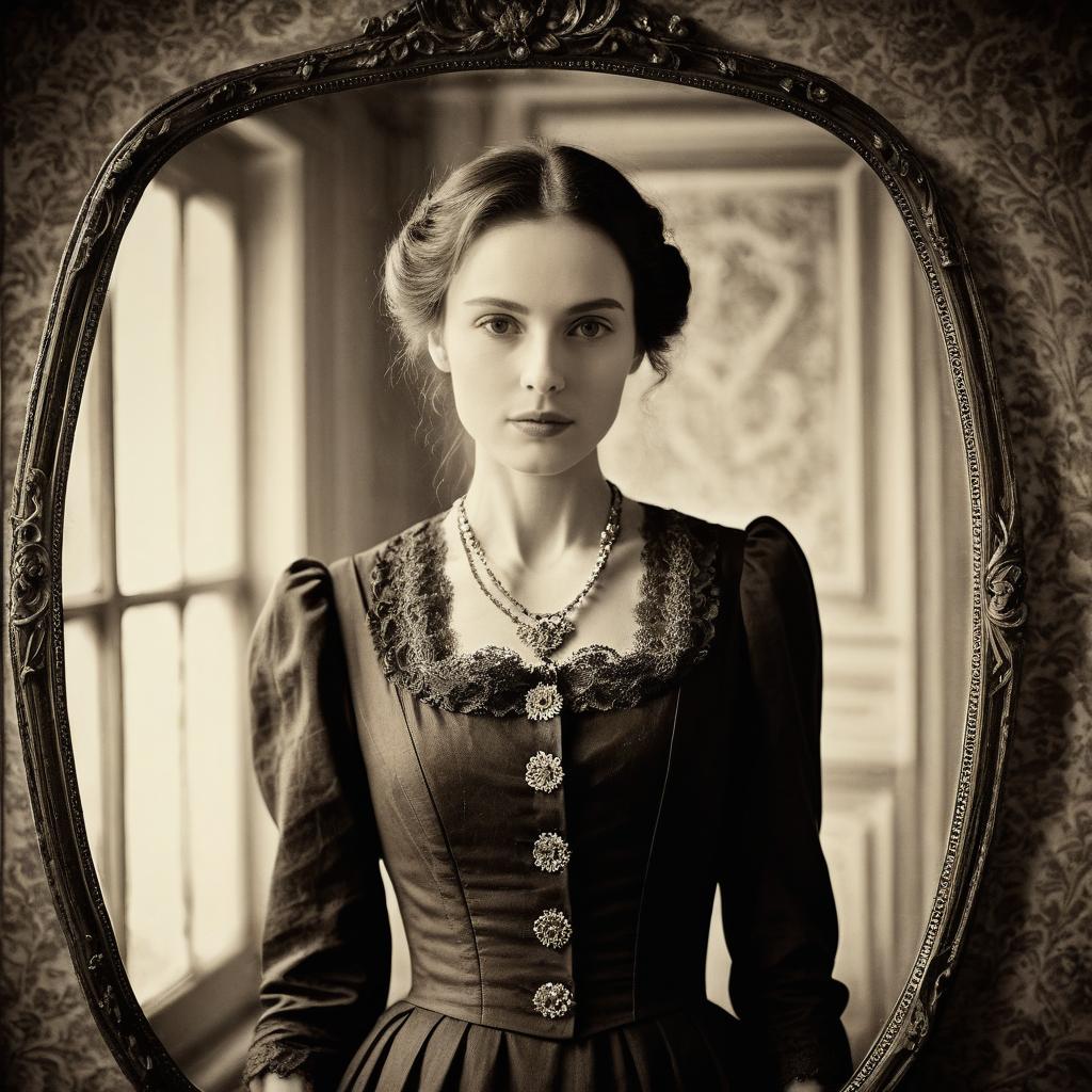 Young Woman in Vintage Victorian Gown