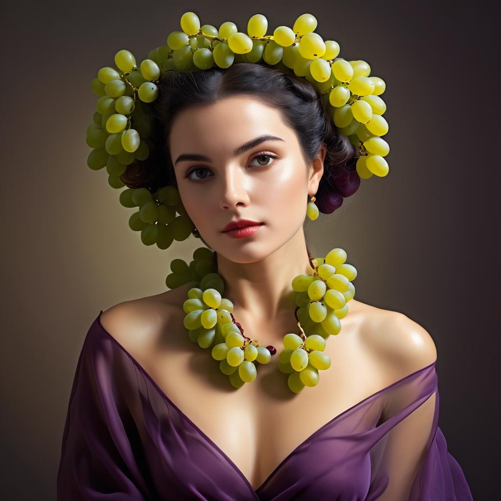 Woman with Grape Headdress and Necklace