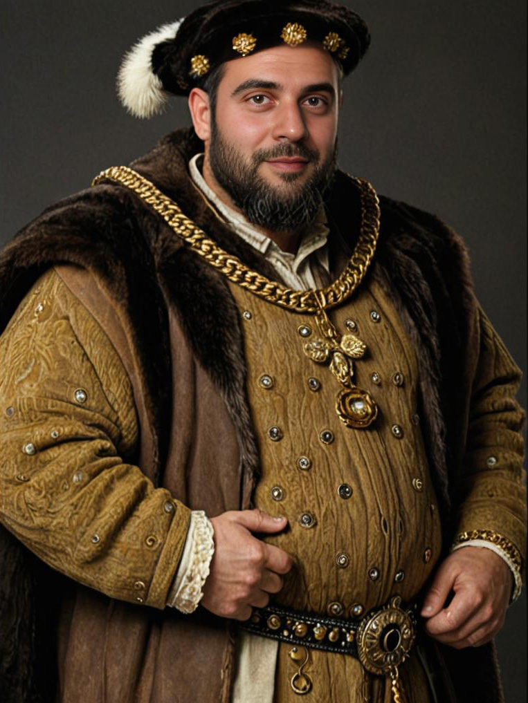 Regal Portrait of Man in King Henry VIII Costume