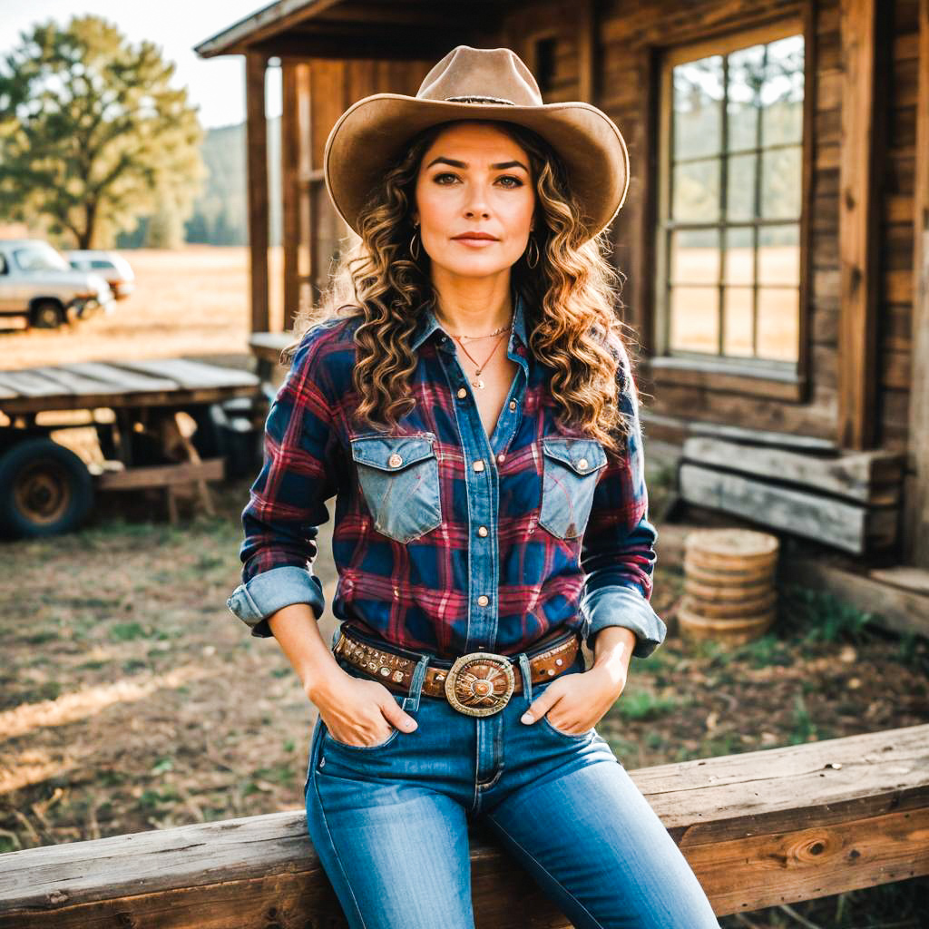 Confident Woman in Western Fashion