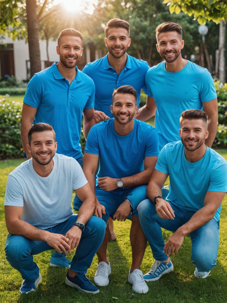 Male Friends in Dodger Blue Shirts Outdoors