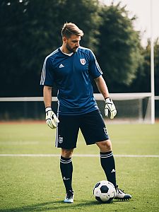 Football Player in Stylish Adidas Training Gear on Field