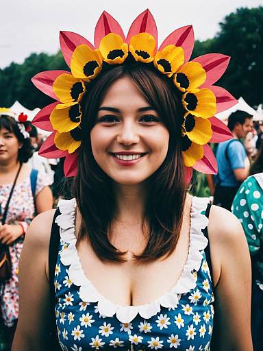 Woman in Flower Costume Cosplay Portrait at Festival