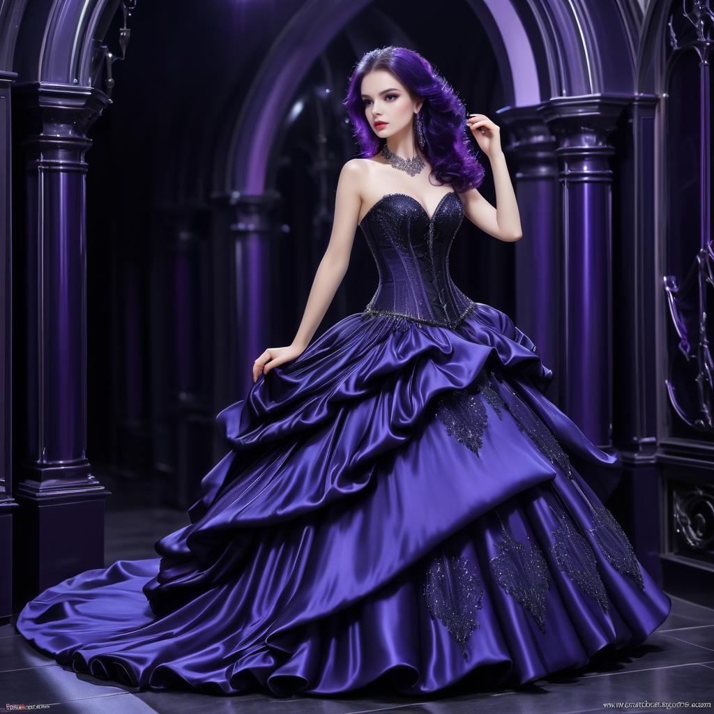 Elegant Woman in Purple Gown