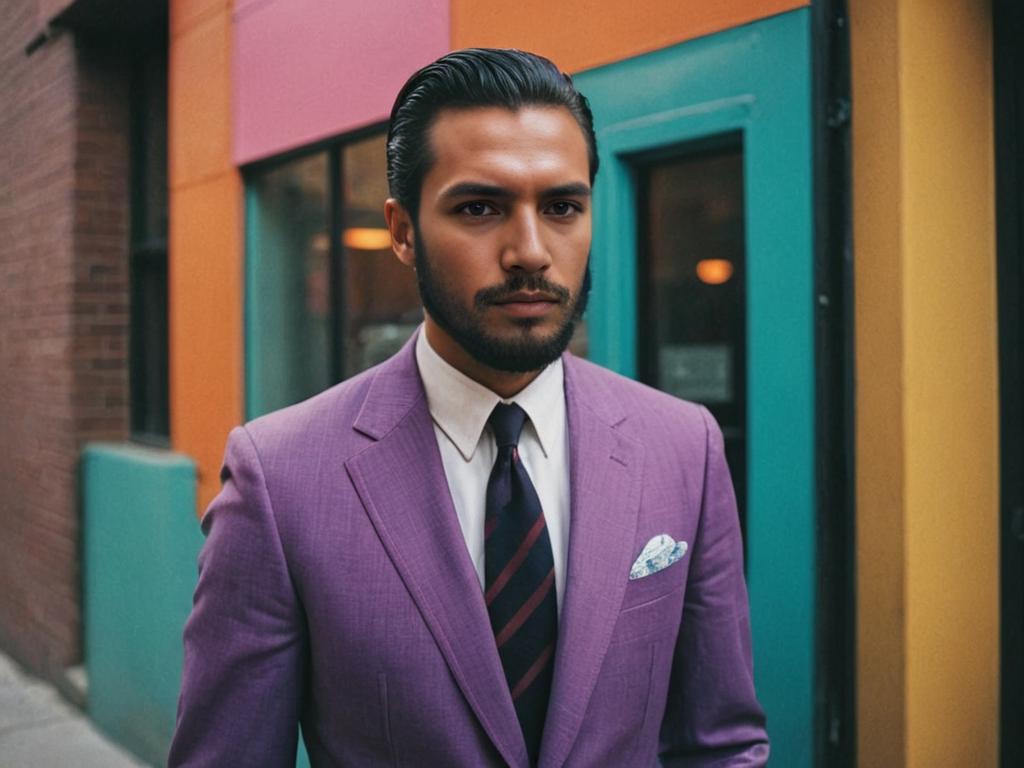 Confident Man in Stylish Suit Against Urban Backdrop