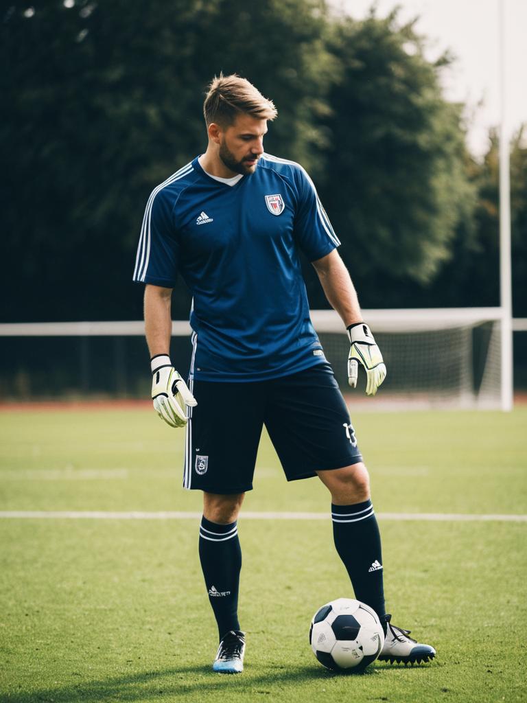 Football Player in Stylish Adidas Training Gear on Field