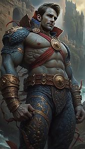 Muscular Warrior in Medieval Armor