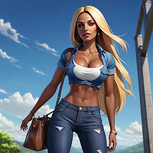 Stylish Woman in Casual Fashion Outdoors