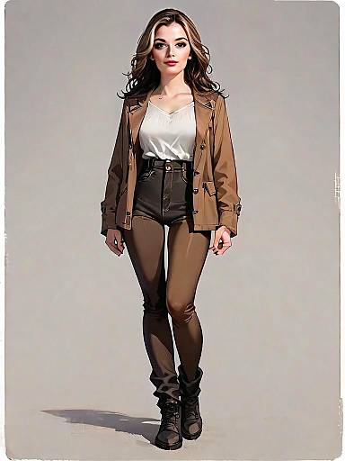 Realistic Digital Portrait of Woman in Casual Outfit Full Body