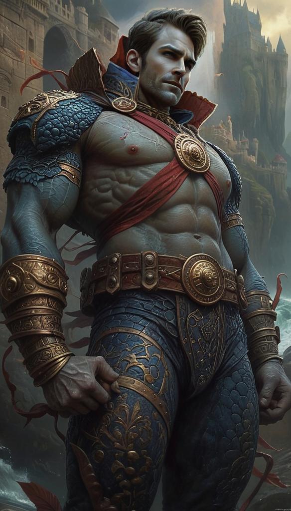 Muscular Warrior in Medieval Armor
