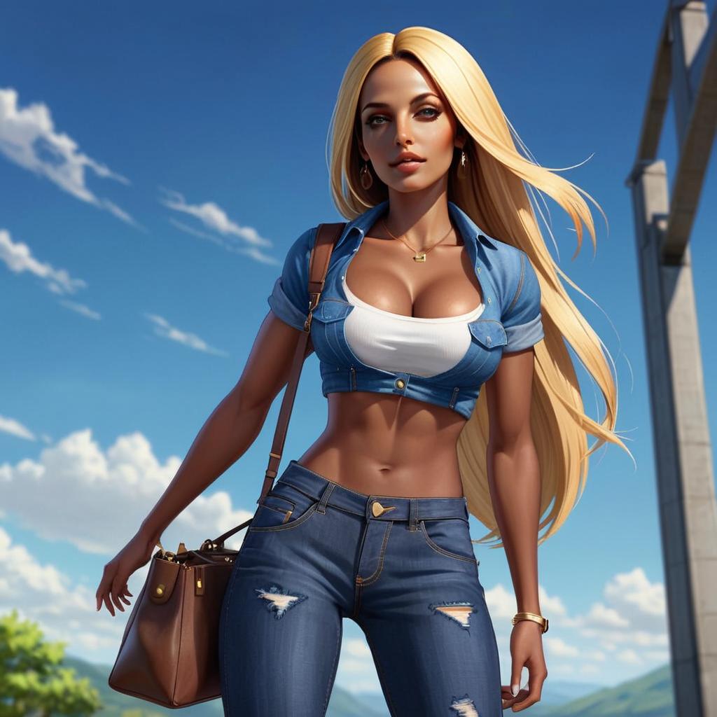 Stylish Woman in Casual Fashion Outdoors