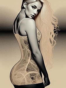Elegant Woman with Flowing Hair - Digital Illustration