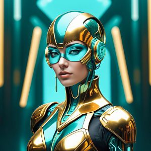 Futuristic Woman in Metallic Armor