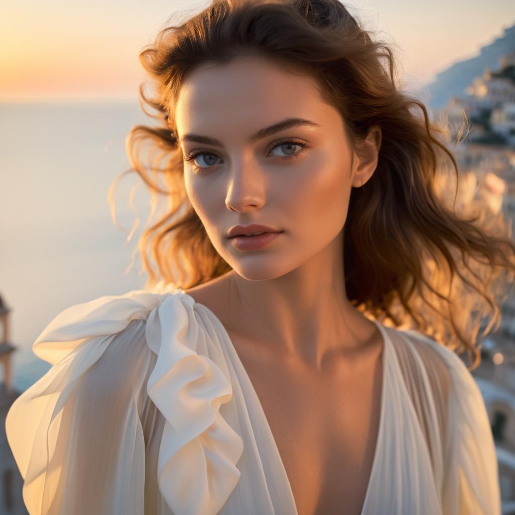 Serene Sunset Portrait of a Woman