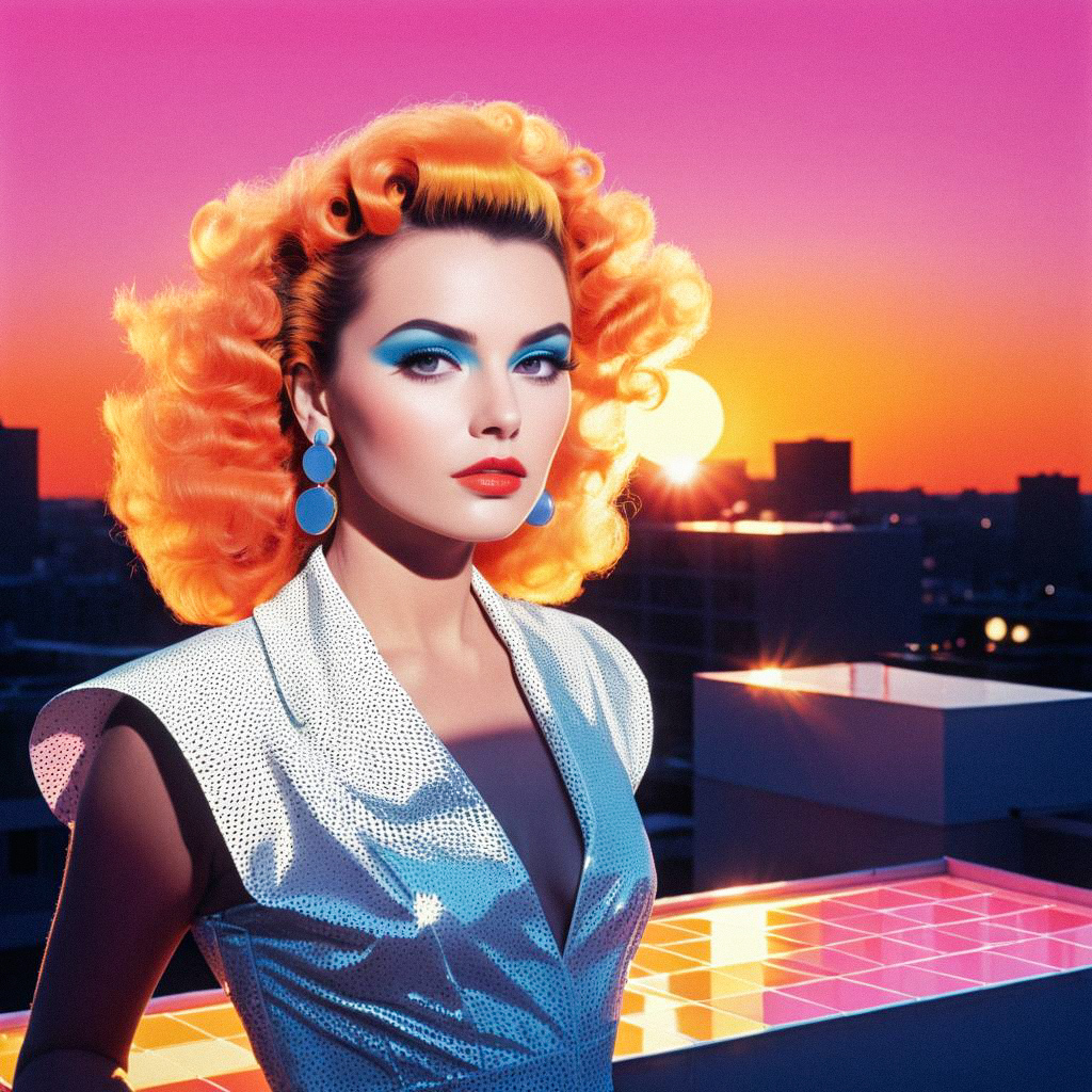 Striking Woman with Orange Curls at Sunset