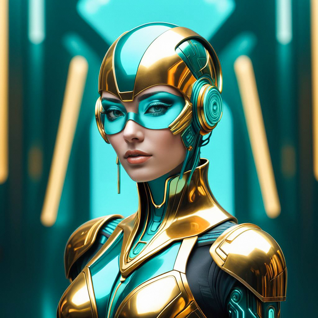 Futuristic Woman in Metallic Armor