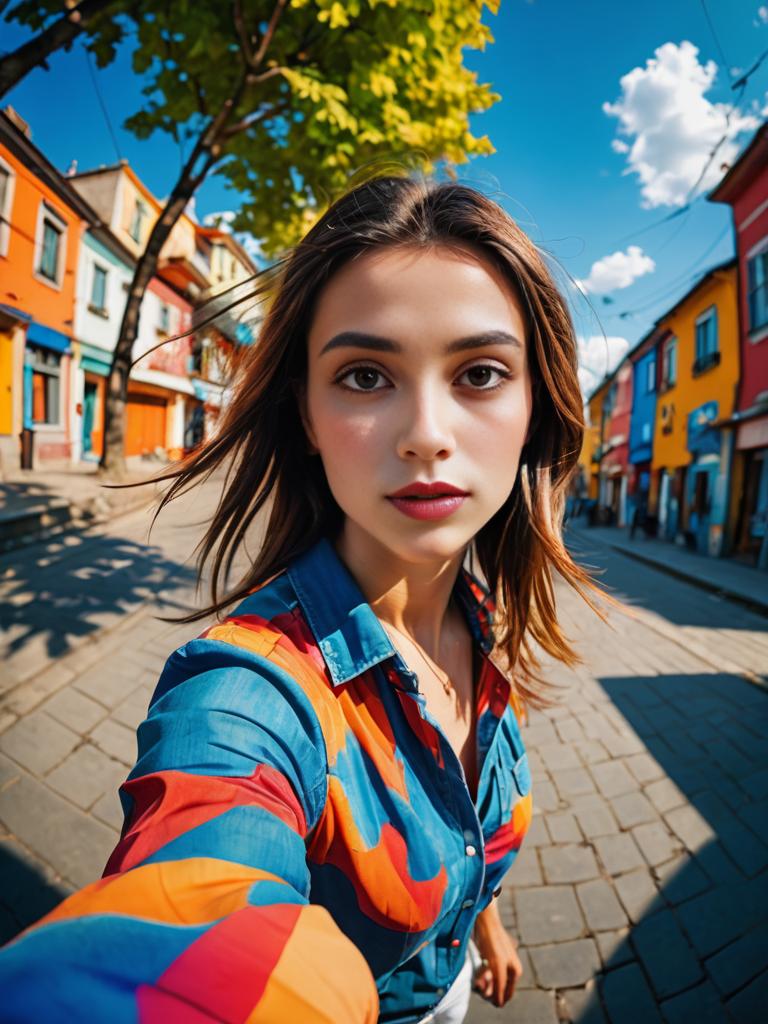 Confident Woman in Colorful Urban Street