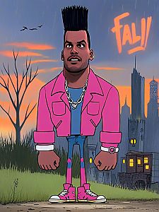 Cartoon Man with Flat-Top Hairstyle in Pink Jacket - Urban Fantasy