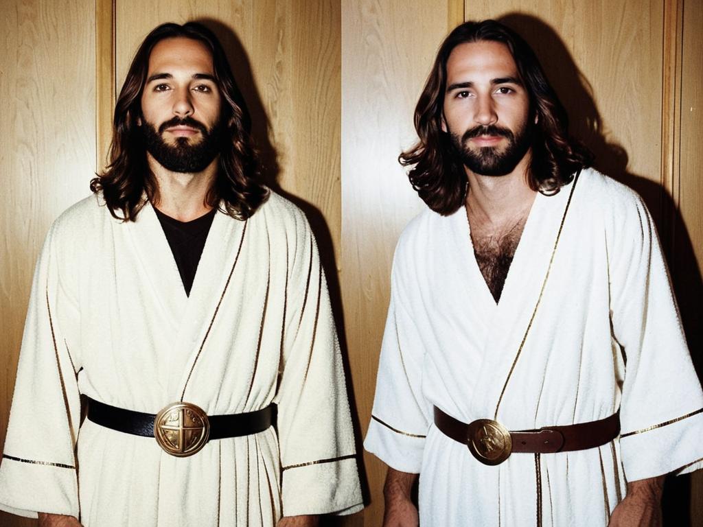 Man Dressed in Jesus Christ Style Robe and Belt - Portrait Photography