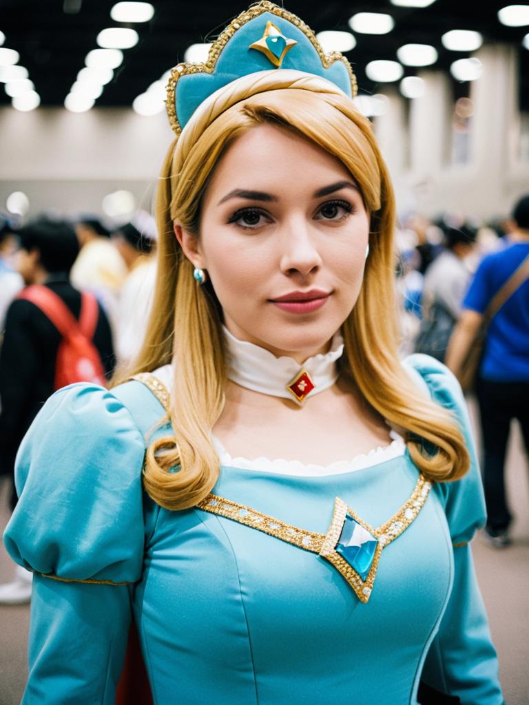 Woman in Princess Rosalina Costume Candid Cosplay Portrait at Anime Convention