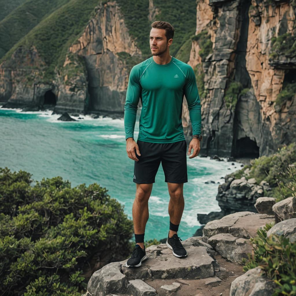 Man on Cliffside Overlooking Ocean