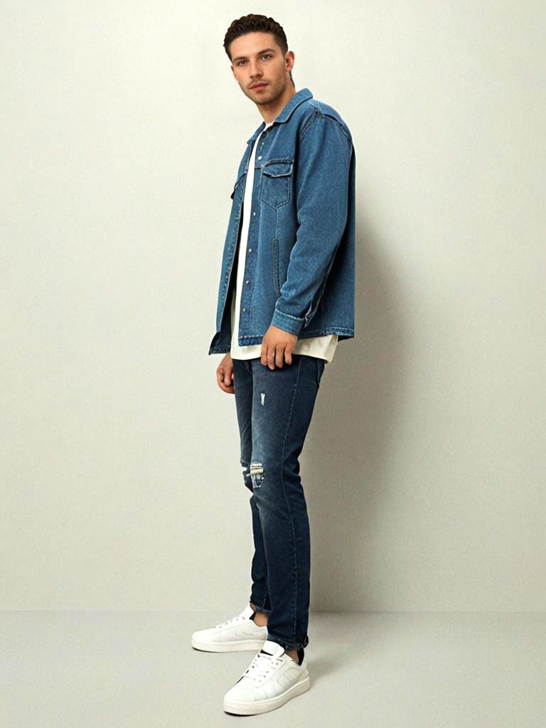 Stylish Young Man in Denim Jacket