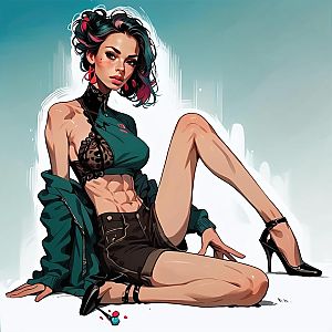 Confident Woman with Colorful Hair in Edgy Pose
