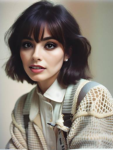 Portrait of Woman with Short Hair in Patterned Jacket - zsih4636m8fg9ig2