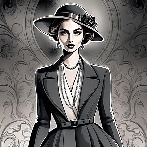 Elegant Vintage Woman in Monochrome