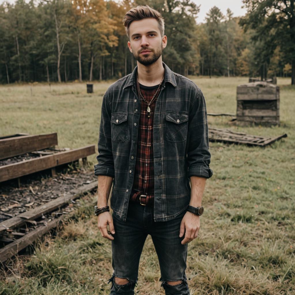 Confident Man in Stylish Outfit Outdoors