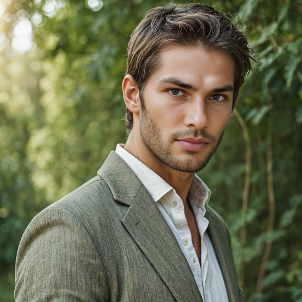 Man in Olive Blazer Outdoors