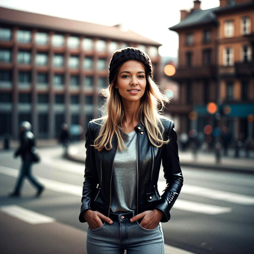 Stylish Young Woman in Urban Fashion