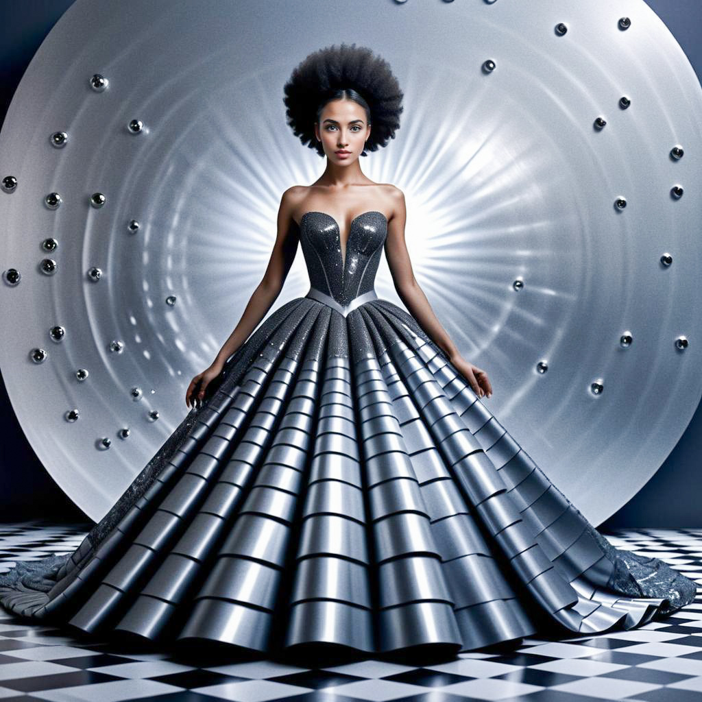 Elegant Woman in Avant-Garde Metallic Gown