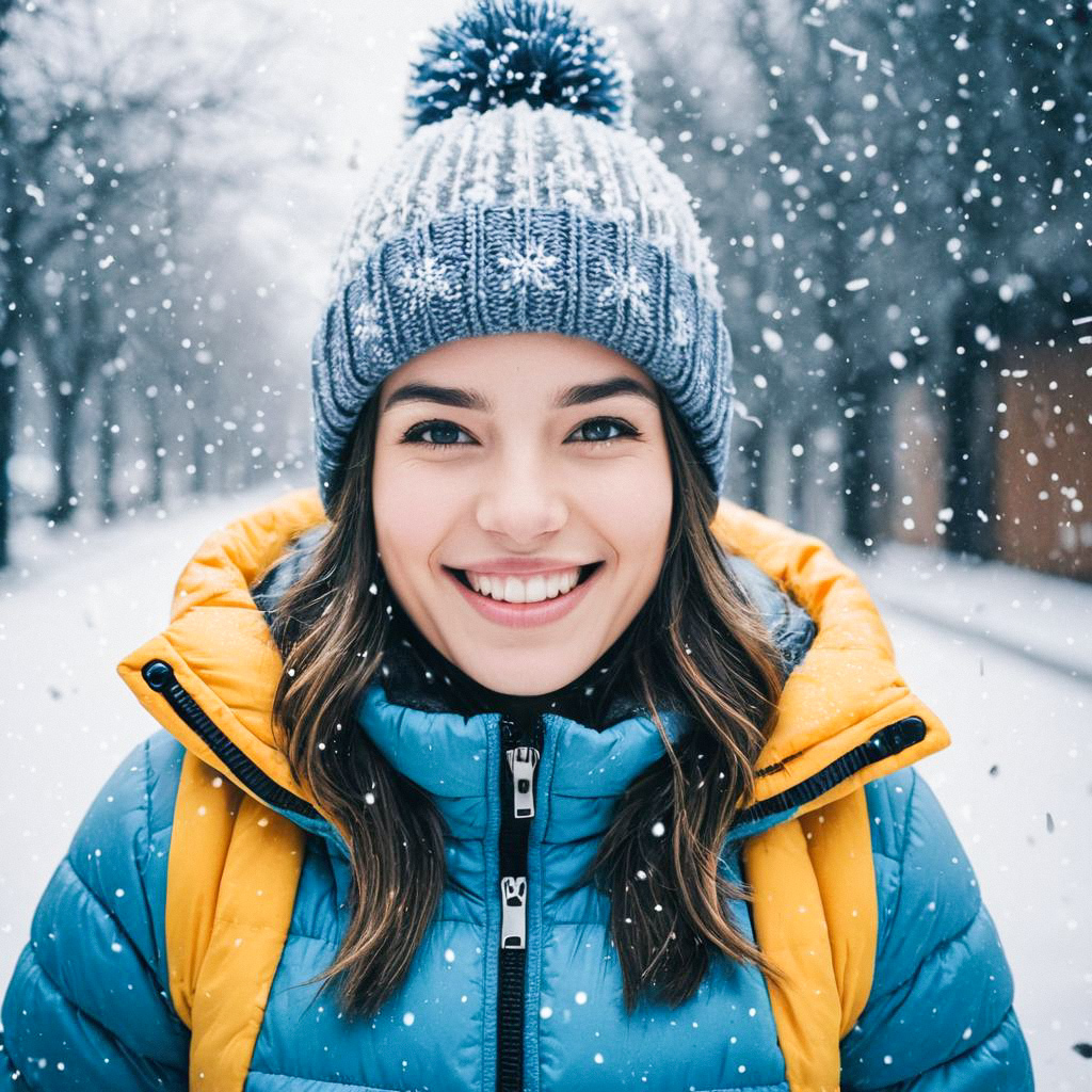 Smiling Woman in Winter Wonderland