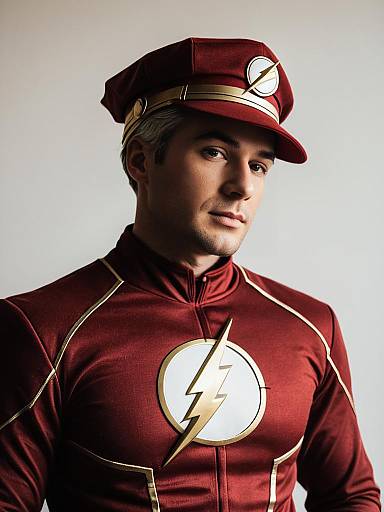 Realistic Portrait of Man Cosplaying Jay Garrick Flash Costume