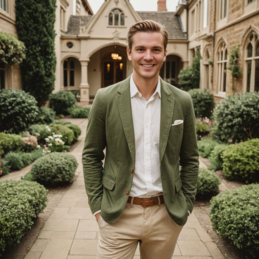 Stylish Man in Elegant Garden