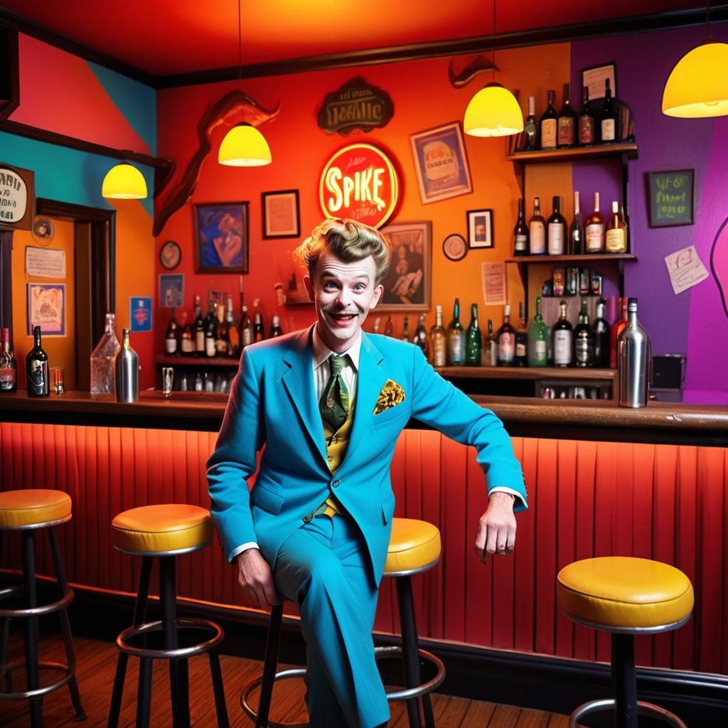 Man in Blue Suit at Retro Bar Spike