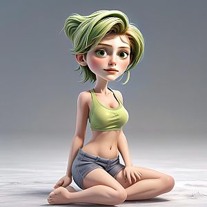 Young Woman with Green Hair in Sportswear