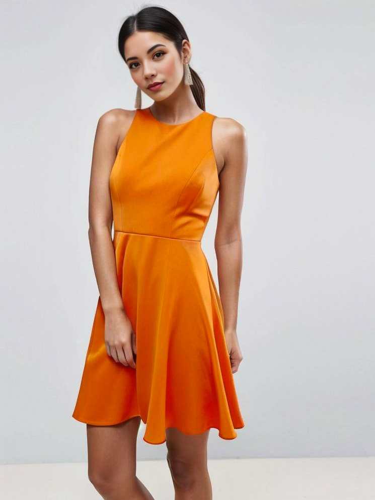 Vibrant Orange Dress in Elegant Pose