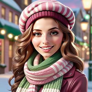 Smiling Young Woman in Winter Attire