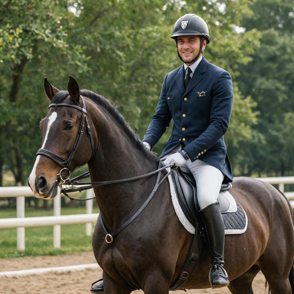 Elegant Man Riding Horse with Artistic Skills