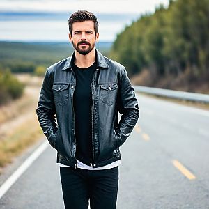 Confident Man on Country Road