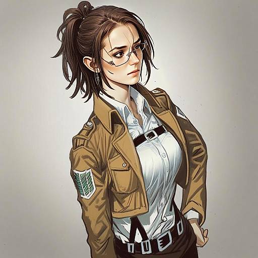Hange Zoe Digital Art Portrait in Survey Corps Uniform