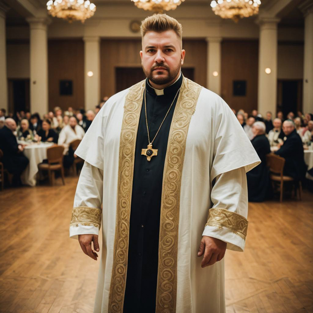 Confident Clergy Man in Banquet Hall